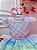 Vestido Infantil Rosa Princesas Disney Peito Nervura Cinto Pérolas - Imagem 2