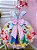 Vestido Infantil Rosa Princesas Disney Peito Nervura Cinto Pérolas - Imagem 3