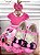 Vestido Minnie Rosa Florido Strass Cinto de Pérolas - Imagem 4