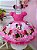 Vestido Minnie Rosa Florido Strass Cinto de Pérolas - Imagem 1