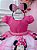 Vestido Minnie Rosa Florido Strass Cinto de Pérolas - Imagem 2
