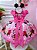 Vestido Minnie Rosa Florido Strass Cinto de Pérolas - Imagem 3