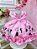 Vestido Minnie Rosa Com Cinto de Perolas Festas - Imagem 3