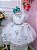 Vestido Infantil Branco Floral Rosas Cinto de Pérolas - Imagem 2