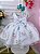 Vestido Infantil Branco Floral Rosas Cinto de Pérolas - Imagem 4