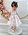 Vestido Infantil Branco Floral Rosas Cinto de Pérolas - Imagem 5