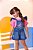 Macaquinho Jardineira Infantil Jeans Lilo e Stitch Luxo - Imagem 7