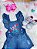 Macaquinho Jardineira Infantil Jeans Lilo e Stitch Luxo - Imagem 3