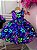 Vestido Infantil Azul Marinho Neon Broche de Laço - Imagem 6