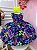 Vestido Infantil Azul Marinho Neon Broche de Laço - Imagem 2