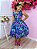 Vestido Infantil Azul Marinho Neon Broche de Laço - Imagem 1