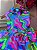 Vestido Infantil Barbie Colorido Neon Broche de Laço - Imagem 5