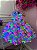 Vestido Infantil Barbie Colorido Neon Broche de Laço - Imagem 9