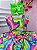 Vestido Infantil Barbie Colorido Neon Broche de Laço - Imagem 2