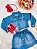 Conjunto Infantil Jaqueta e Saia Jeans Azul Luxo - Imagem 9