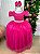 Vestido Longo Daminha Rosa Pink Laura Peito Rendado - Imagem 1