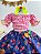 Conjunto Junino Rosa Xadrez Cropped Mini Saia Azul - Imagem 5