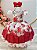 Vestido Infantil Off Floral Vermelho Cinto de Pérolas Luxo - Imagem 4