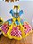 Vestido Infantil Junino Luxo Azul Girassol Colorido - Imagem 5