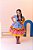 Vestido Infantil Junino Luxo Azul Girassol Colorido - Imagem 2