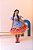 Vestido Infantil Junino Luxo Azul Girassol Colorido - Imagem 6