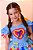 Vestido Infantil Junino Luxo Azul Girassol Colorido - Imagem 7