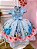 Vestido Infantil Princesa Cinderela Princesa Azul Renda e Pérolas - Imagem 3