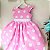 Vestido Minnie Rosa Bolinhas Brancas Busto Infantil Luxo Festa - Imagem 1