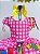 Vestido Infantil Junino Luxo Xadrez Rosa Festa São João - Imagem 4