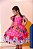 Vestido Infantil Junino Luxo Xadrez Rosa Festa São João - Imagem 1