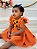Romper Pedrita Flintstone Laranja Glitter Festas Luxo - Imagem 5