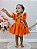 Romper Pedrita Flintstone Laranja Glitter Festas Luxo - Imagem 1