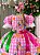 Vestido Junino Luxo Arraiá do Sorriso Rosa Infantil - Imagem 3
