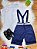 Conjunto Social Camisa Branca e Short Susp. Gravata Azul Marinho - Imagem 3