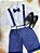 Conjunto Social Camisa Branca e Short Susp. Gravata Azul Marinho - Imagem 4