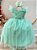 Vestido Infantil Longo Verde Apliques e Renda Damas Festas - Imagem 1