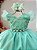 Vestido Infantil Longo Verde Apliques e Renda Damas Festas - Imagem 2