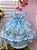 Vestido Infantil Jardim das Borboletas Azul Luxo Festas - Imagem 3