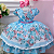 Vestido Infantil Jardim das Borboletas Azul Luxo Festas - Imagem 4