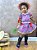Conjunto Infantil Junino Ciganinha Rosa Chiclete Xadrez Colorido - Imagem 4