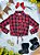 Camisa Junina Infantil Feminina Flanelada Xadrez Preto e Vermelho Arraiá - Manga Longa - Imagem 1