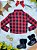 Camisa Junina Infantil Feminina Flanelada Xadrez Preto e Vermelho Arraiá - Manga Longa - Imagem 2