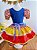Fantasia Infantil Junino Vermelho e Azul Com Flores Coloridas - Imagem 4