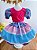 Fantasia Infantil Junino Pink e Azul Com Flores Coloridas - Imagem 3
