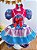 Fantasia Infantil Junino Pink e Azul Com Flores Coloridas - Imagem 1
