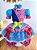 Fantasia Infantil Junino Azul e Rosa Com Flores Coloridas - Imagem 1