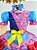 Fantasia Infantil Junino Azul e Rosa Com Flores Coloridas - Imagem 6