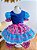 Fantasia Infantil Junino Azul e Rosa Com Flores Coloridas - Imagem 5