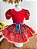 Fantasia Infantil Junino Vermelho e Xadrez Preto Colorido - Imagem 3