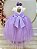 Vestido Infantil Off White Saia Lilás Renda e Broche Damas - Imagem 3